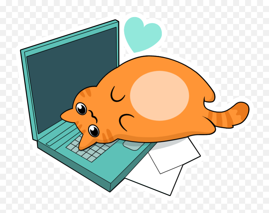 Cat On Laptop Cute Anime Cat Cat Background Cat Stickers Emoji,Tiny Anime Cat Paw Emoticon