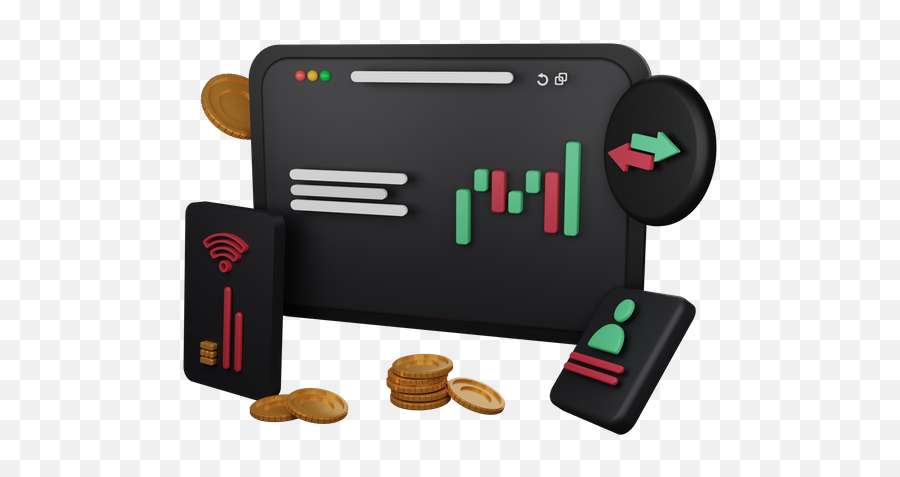 Premium Crypto Stock Market 3d Illustration Download In Png Emoji,Stocks Down Emoji