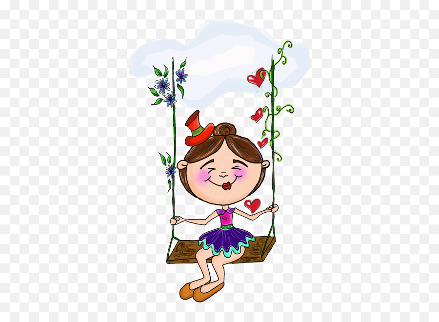 Little Girl In Swing Under Cloud Kids Decal - Happy Emoji,Baby Girl Emoji