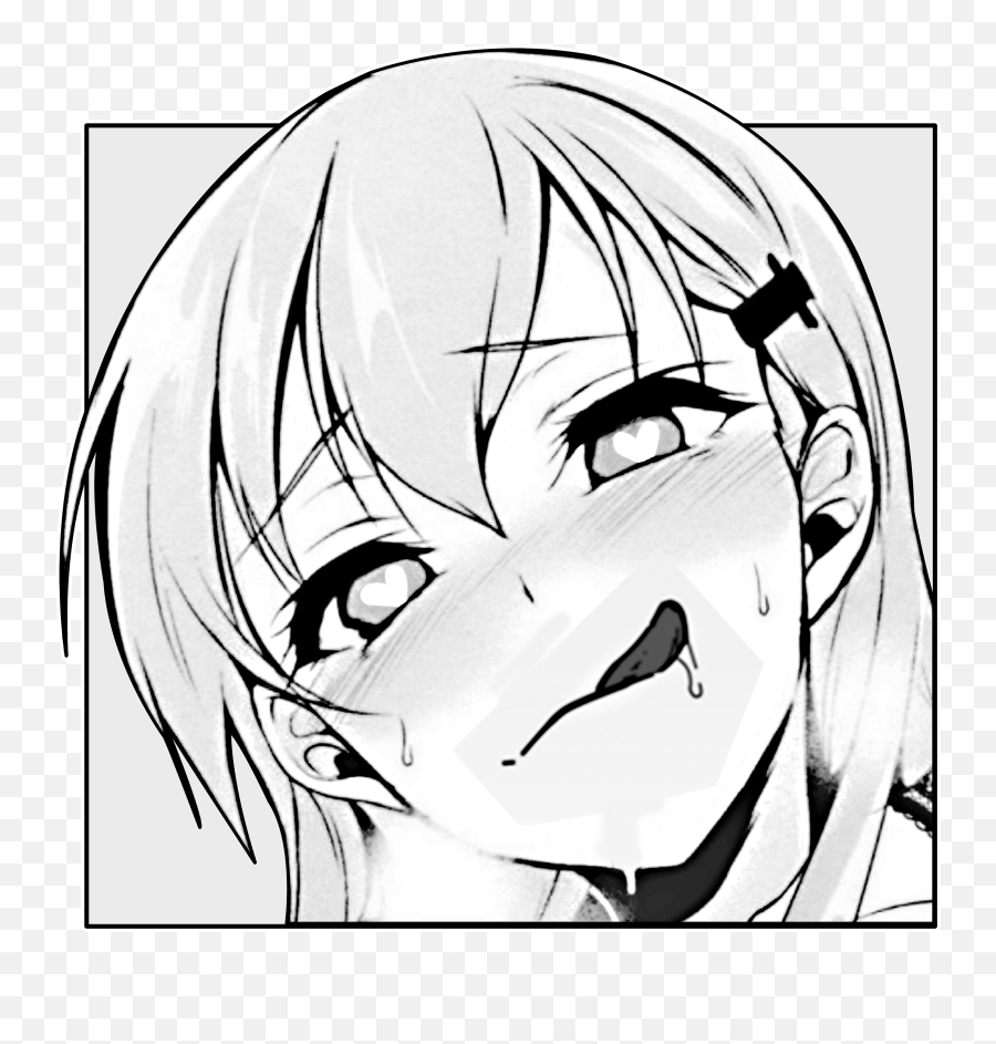 Drooling Anime Girl Heart Eyes Emoji,Ahegao Emoji Meme