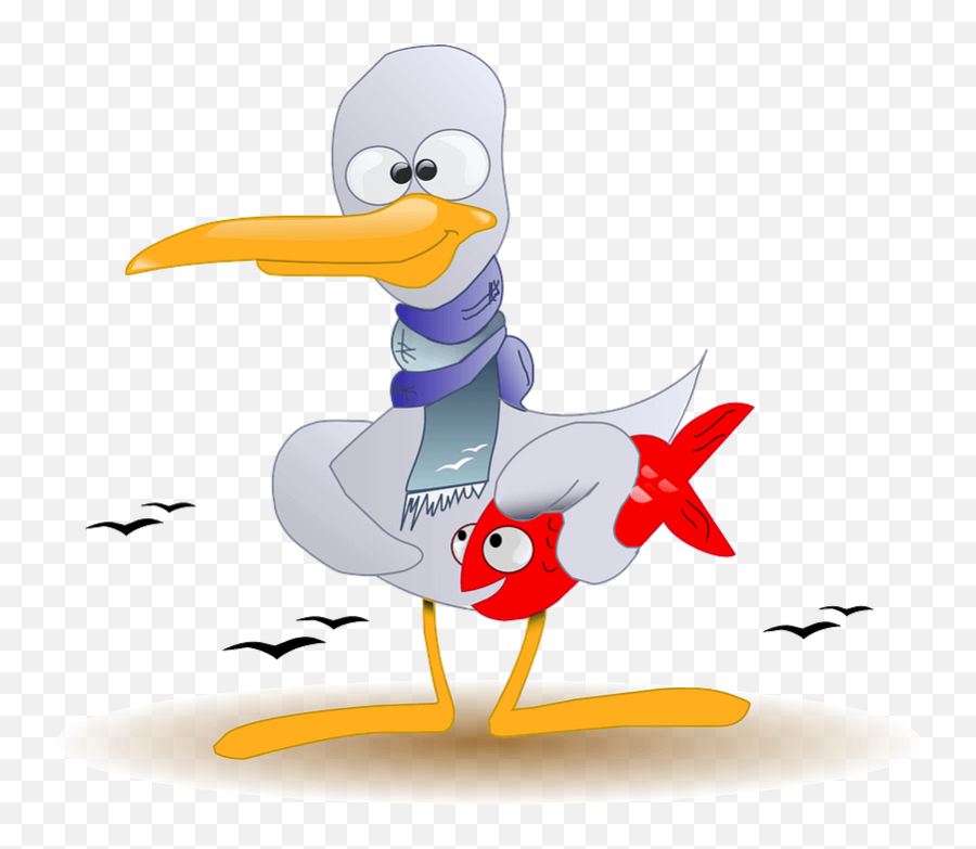 Bird Wearing A Scarf Carrying A Fish Clipart Free Download - Clip Art Emoji,Purple Bird Emoji