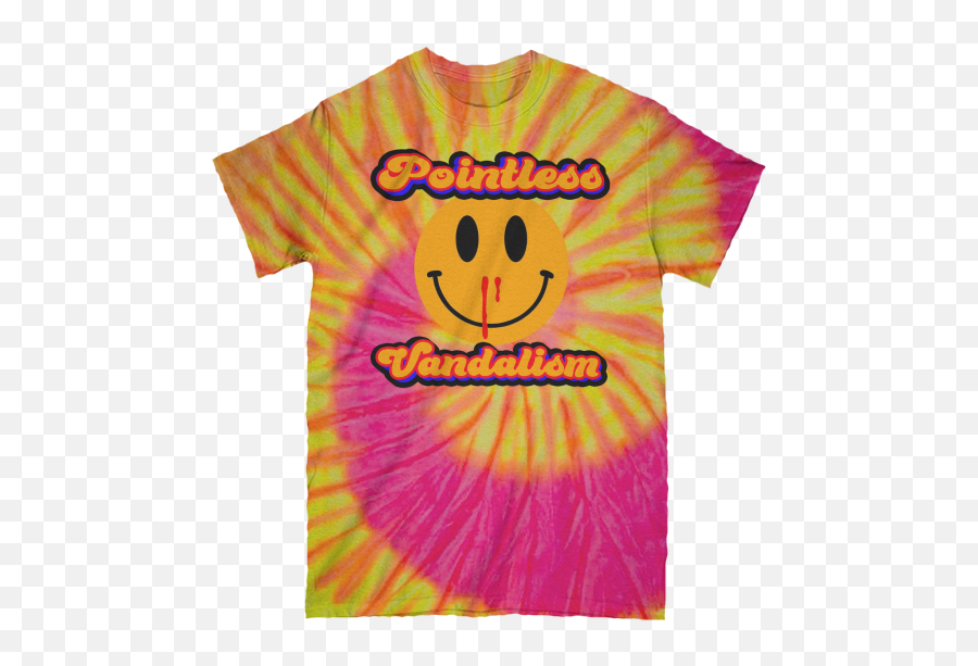 Pointless Vandalism Drug Smiley Face - Short Sleeve Emoji,Drug Face Emoticon