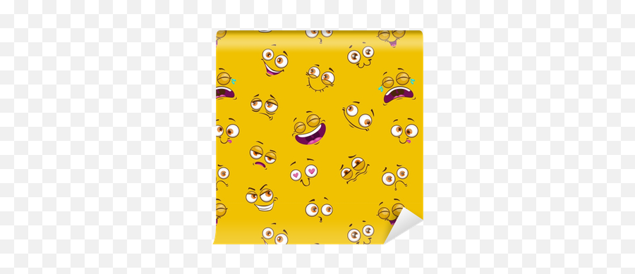 Seamless Pattern With Funny Comic Faces On Yellow Background - Komik Arka Plan Fotoraflar Emoji,Laughing Emojis Wallpaper