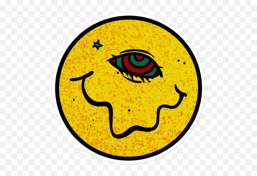 One - Eyed Smiley Die Cut Sticker U2013 Static Visionz Emoji,Emoticon Die