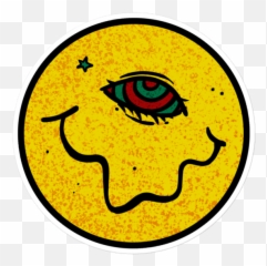 One - Eyed Smiley Die Cut Sticker U2013 Static Visionz Emoji,Emoticon Die