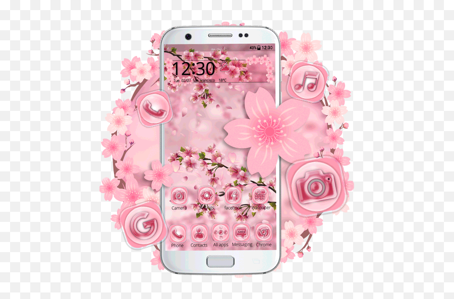 Lovely Pink Sakura Themes Live Wallpapers U2013 Programme Op - Smartphone Emoji,Pink Emoji Wallpaper