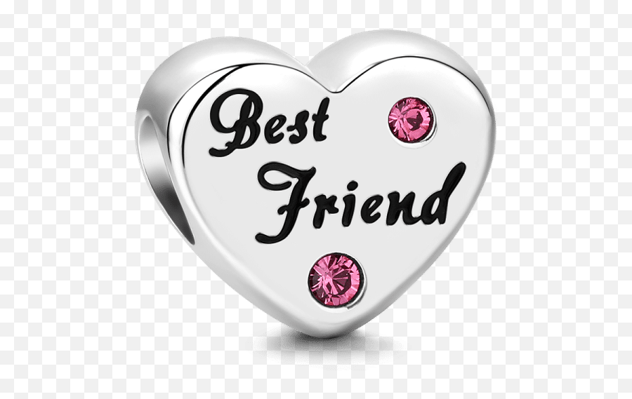 Best Friend Silver Charm With Pink Swarovski Crystal - Solid Emoji,Best Friend Emoji Cases