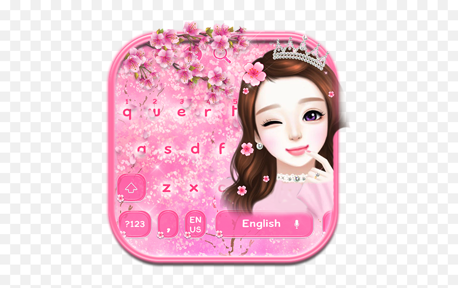 Amazoncom Pink Lovely Girl Keyboard Theme Appstore For - Girly Emoji,Girl With Brown Hair Emoji