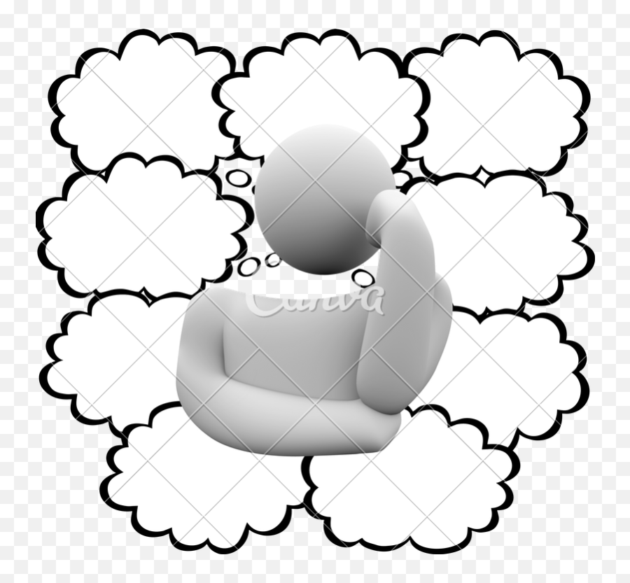 Drawing For Thinking Person - Person And Thought Bubbles Desire Clipart Emoji,Emojis Blowing Bubble Gum