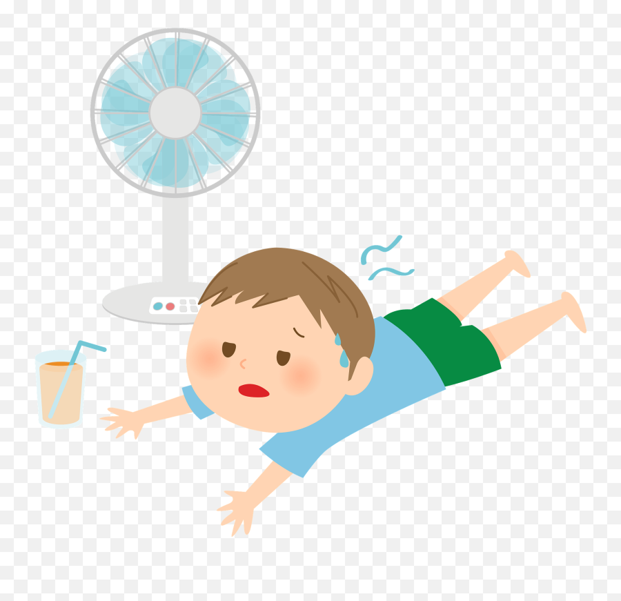 Boy Is Overheated And Resting In Front Of The Fan Clipart Emoji,Overheated Emoji