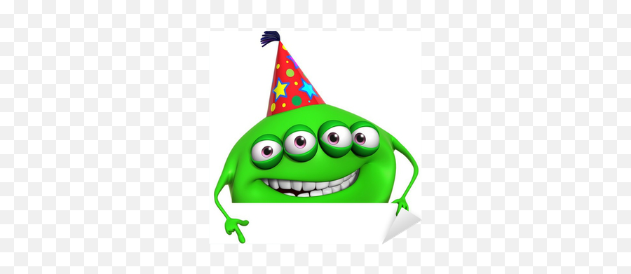3d Cartoon Green Birthday Monster Sticker U2022 Pixers - We Live To Change Dessin Animé Monstre Vert Emoji,Birthday Party Hat Emoticons