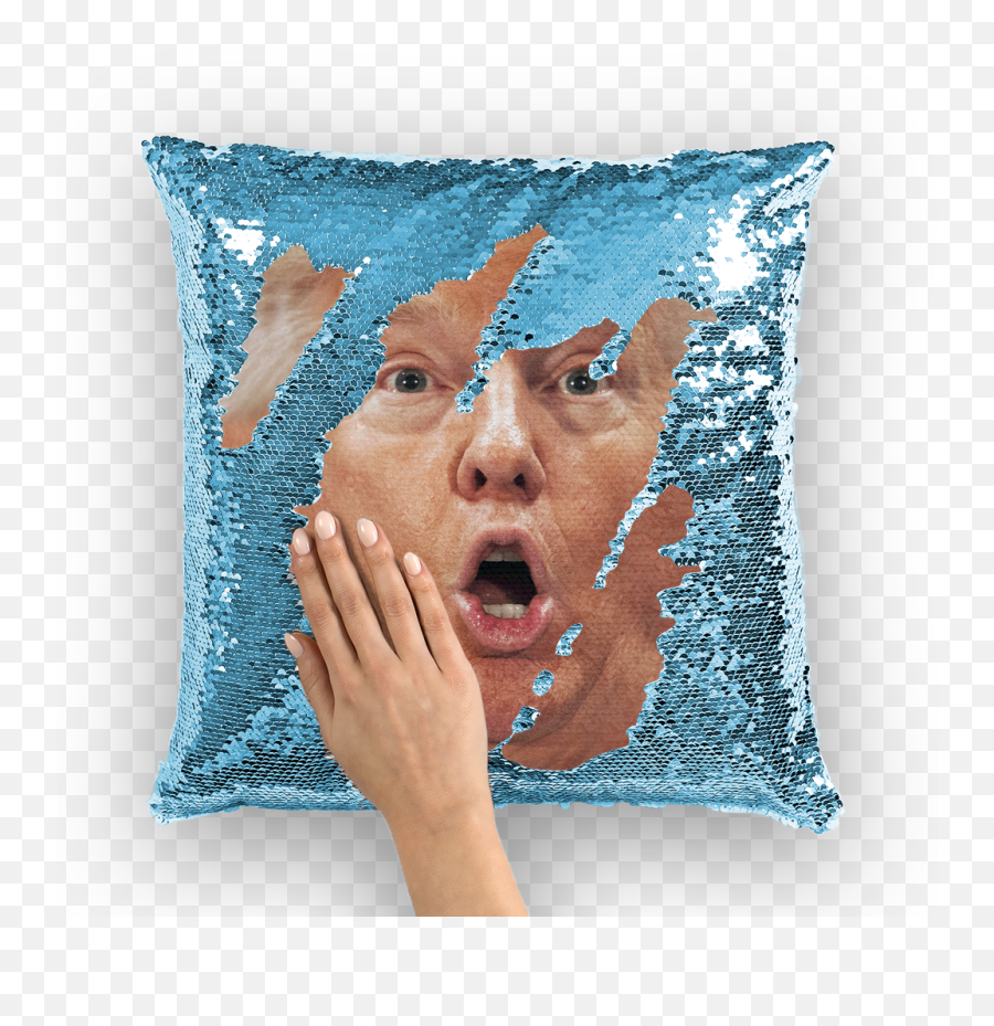 Download Shocked Trump Sequin Cushion - Couple Magic Photo Cushion Emoji,Trump Hair Emoji