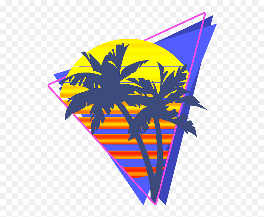 Synthwave Retrowave Sunset With Palms 80s Style Design Gift Print Fleece Blanket - 80s Design Emoji,It's Just Emotion From 80's