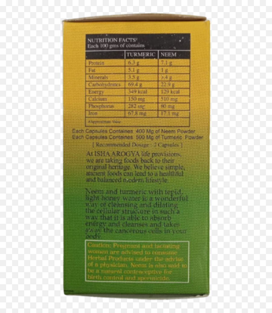 Isha Life Neem And Turmeric Capsules - Isha Turmeric Powder Nutrition Facts Emoji,Loods & Skin On Skin Wasted (emotion Mix)