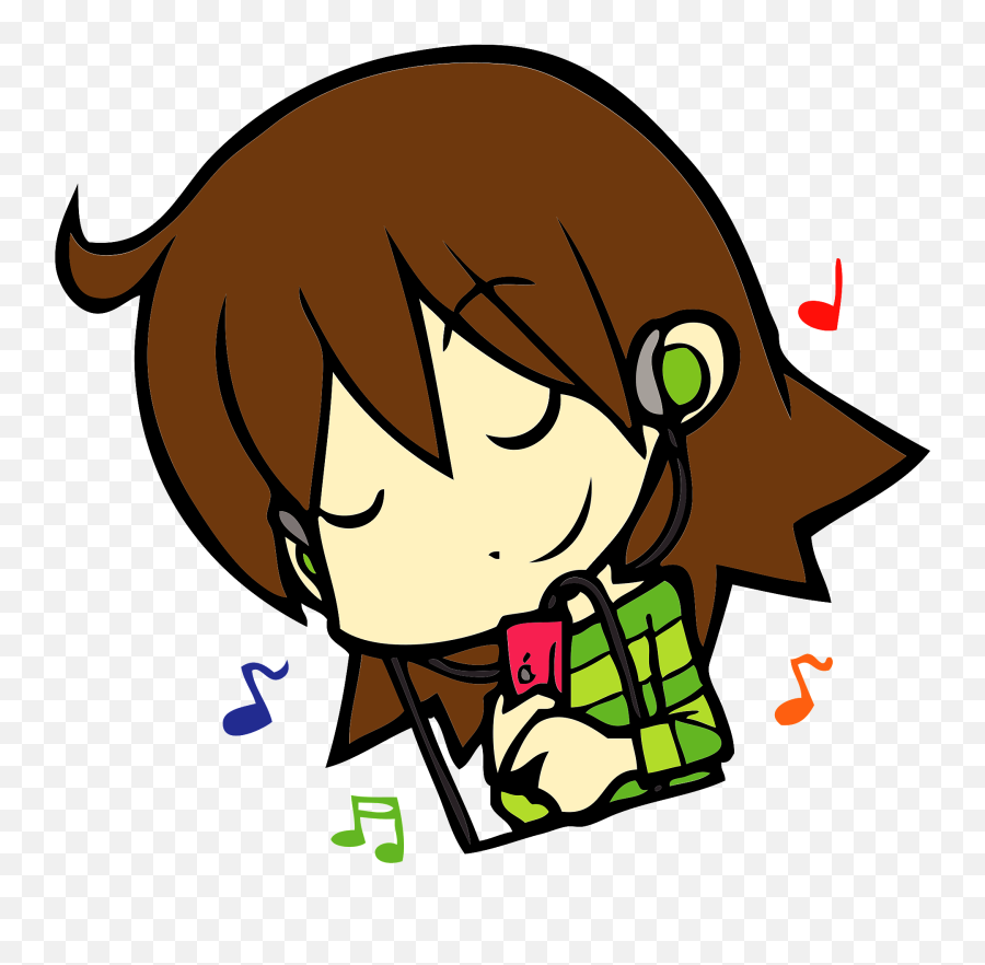 Listening Music With Earbuds Clipart - Girl Listening To Music Clipart Emoji,Listening Emoji