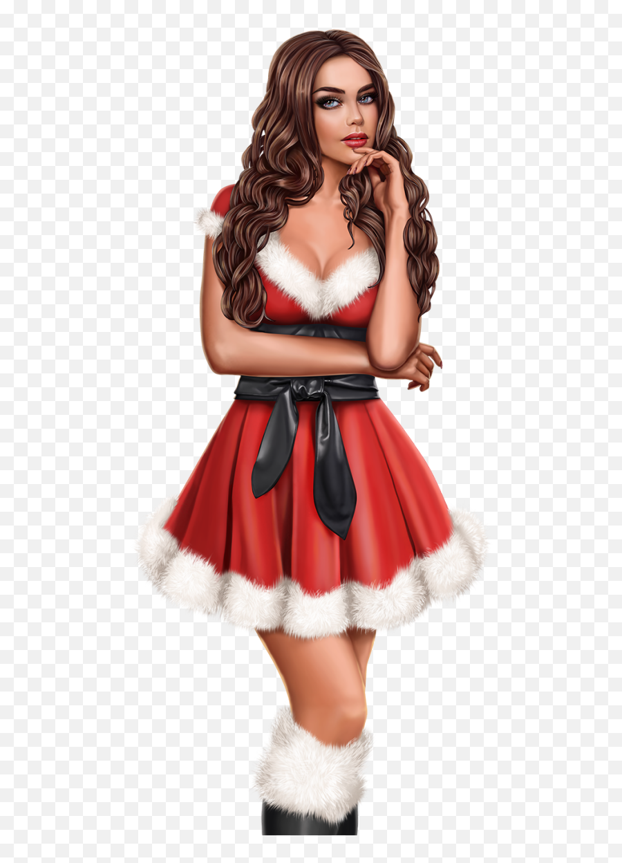 Christmas Pictures - Free Christmas Girl Png Emoji,Sexy Ms. Santa With Emoticon