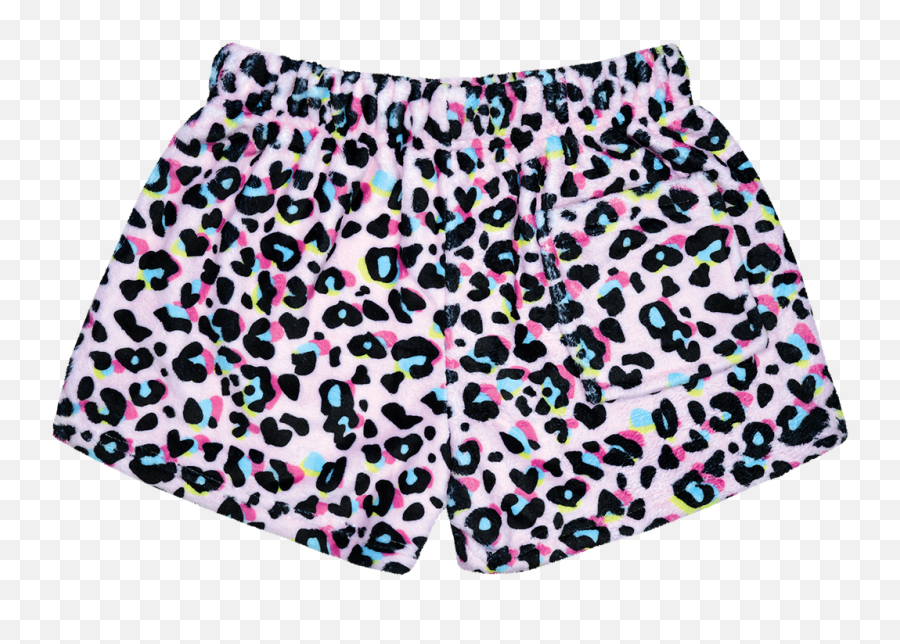 Pink Leopard Plush Shorts - Boardshorts Emoji,Flowers By Zoe Emoji Shorts