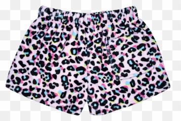 Pink Leopard Plush Shorts - Boardshorts Emoji,Flowers By Zoe Emoji Shorts