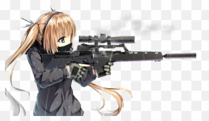 Anime Girl With Gun Wallpaper Posted - Sniper Anime Girl Emoji,Anime Emotion Detector Gun