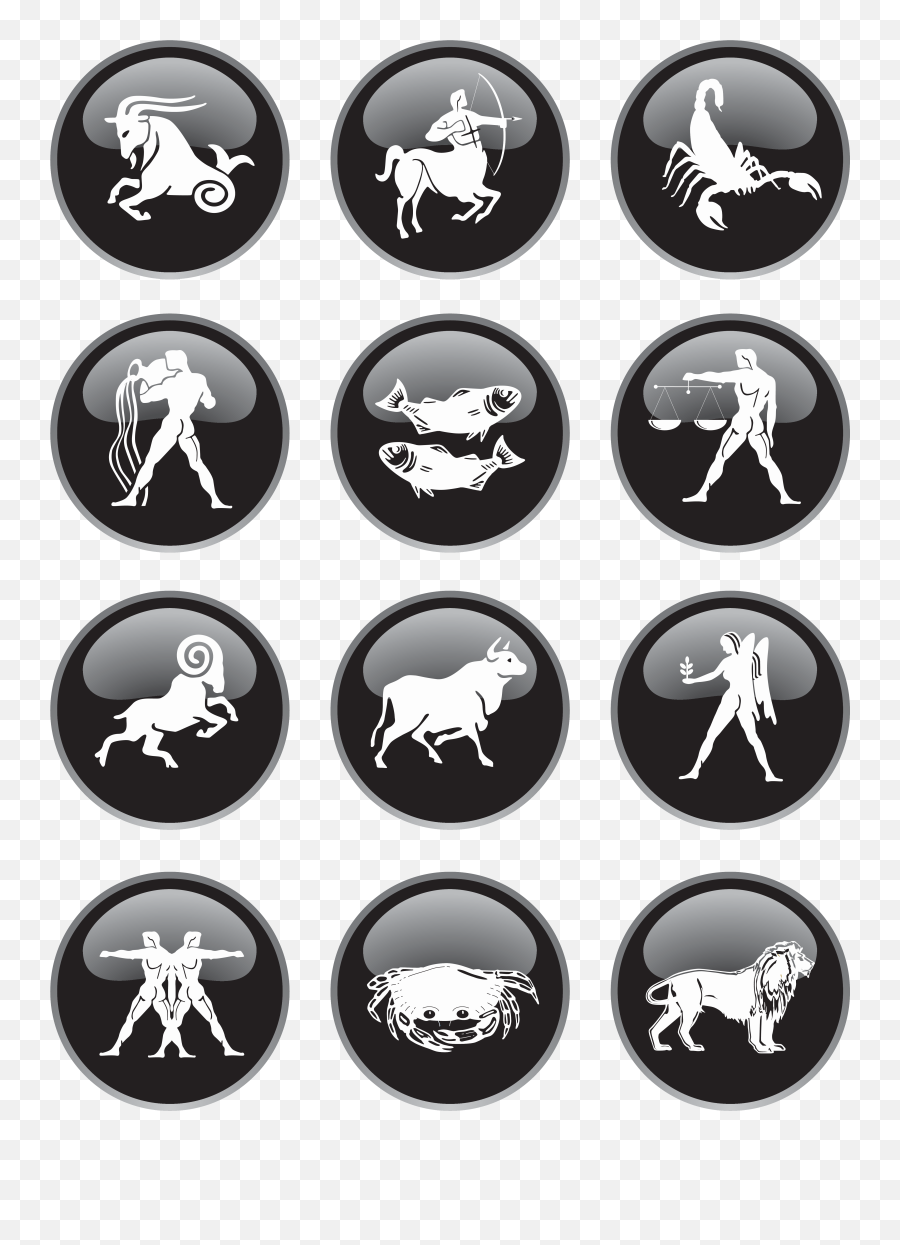 Black Zodiac Signs Png Clipart Picture - Widder Emoji,Zodiac Signs As Emojis