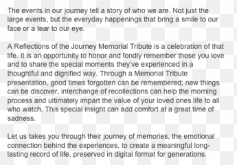 Reflections Of The Journey Llc Home Memorial Tribute Emoji,Memorieal Emotions