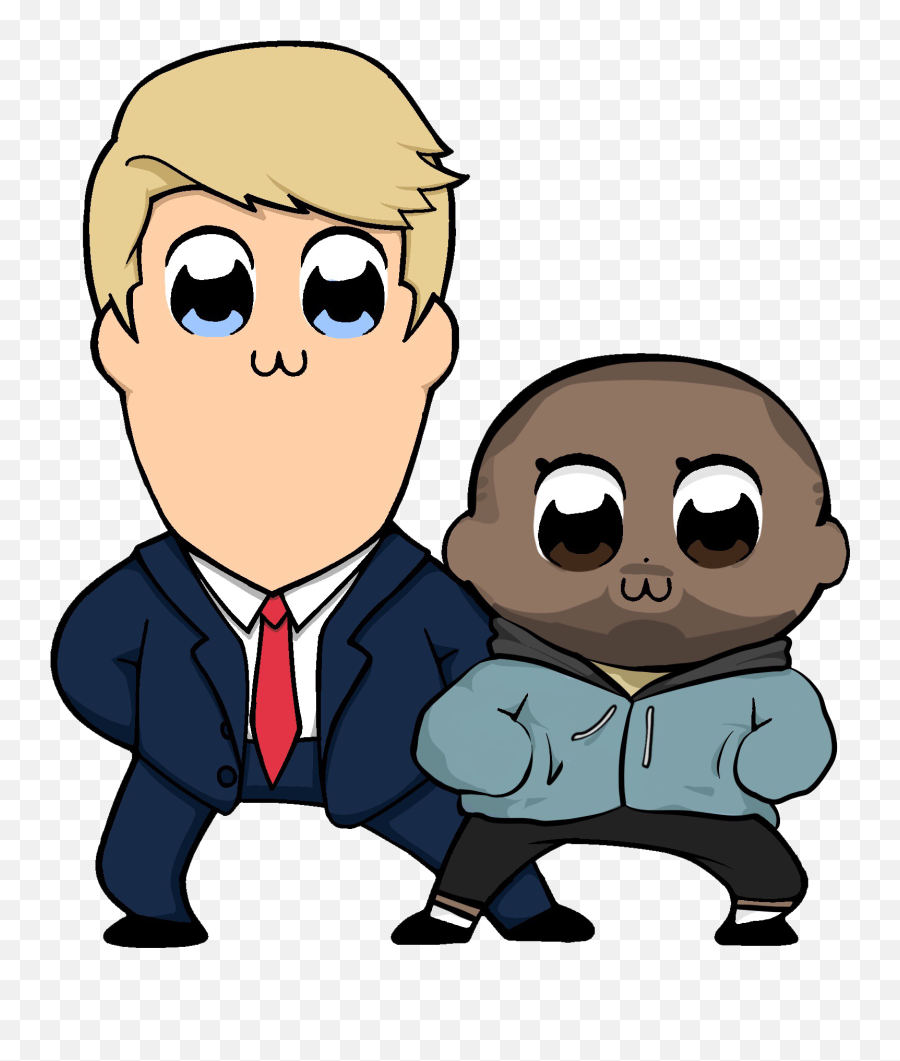 Image Of Trump And Kanye Pop Team Epic - Cartoon Clipart Emoji,Popuko Text Emoticon