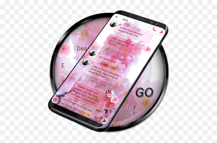 Sms Theme Love Cherry Pink Flower Messages - Apps On Smartphone Emoji,Sweet Emoji Texts