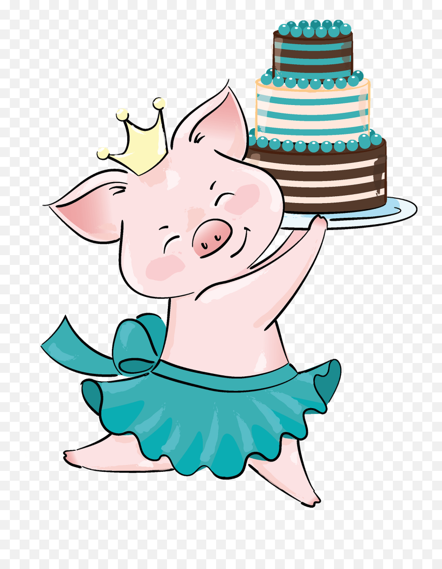Cute Pig Princess With Birthday Cake - Cute Pigs With Birthday Cake Emoji,Girl Pig Emoji
