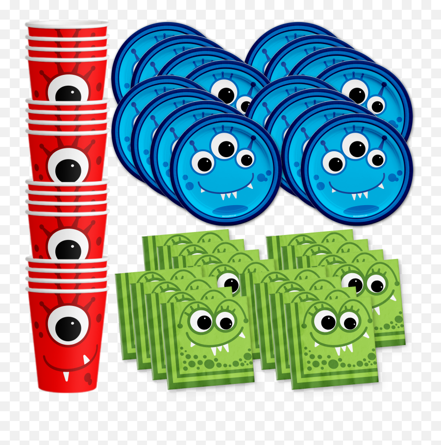 Mighty Monster Birthday Party Tableware Kit For 16 Guests Mighty Monster Birthday Party Tableware Kit For 16 Guests Emoji,Large Emoticon Birthday Party