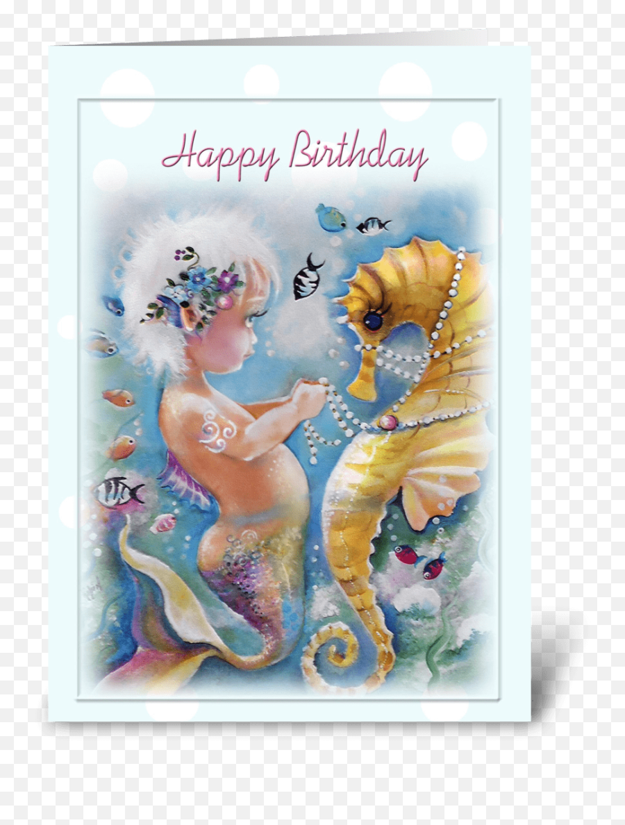 Sweet Mermaid And Seahorse Birthday - Seahorse Birthday Card Emoji,Facebook Emoticons Seahorse