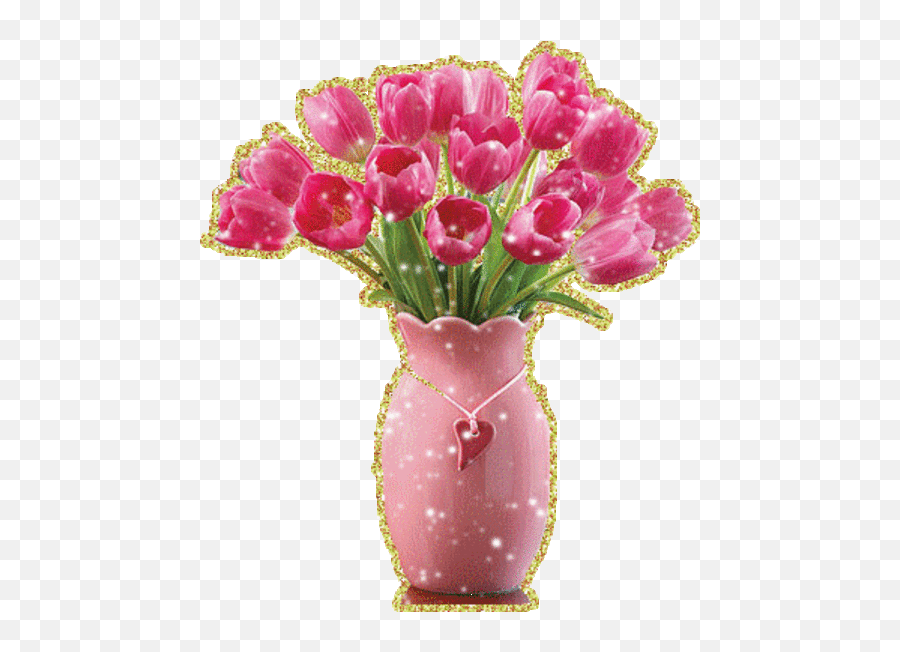 Tulips Gifs - Cartoon Vase Gif Emoji,Flowers Animated Emoticons