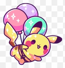 Pikachu Pokemon Cute Kawaii Pastel Balloons Sparkle - Cute Pikachu Pokemon Kawaii Cute Emoji,Pokemon Emoji Discord