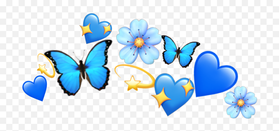 Blue Crown Emojis - Transparent Blue Heart Crown Png,Ditto Emoji