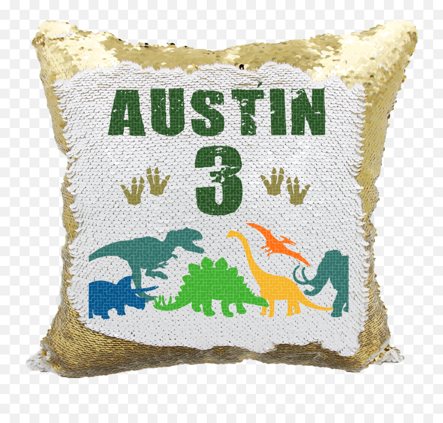 Handmade Personalized Birthday Dinosaur Footprints Reversible Sequin Pillow Case - Unicorn Sequin Pillow Emoji,Throws A Animal Emoticon