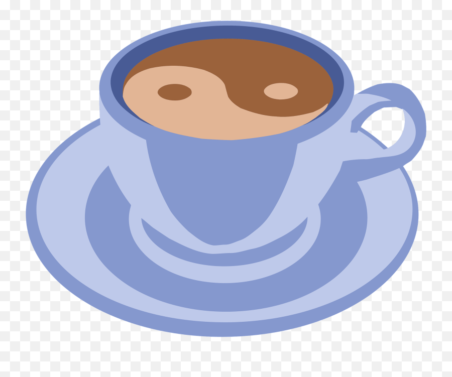 Blue Coffee Cup And Saucer - Coffee Swirled To Yin And Yang Emoji,Sexy Coffee Emoticon