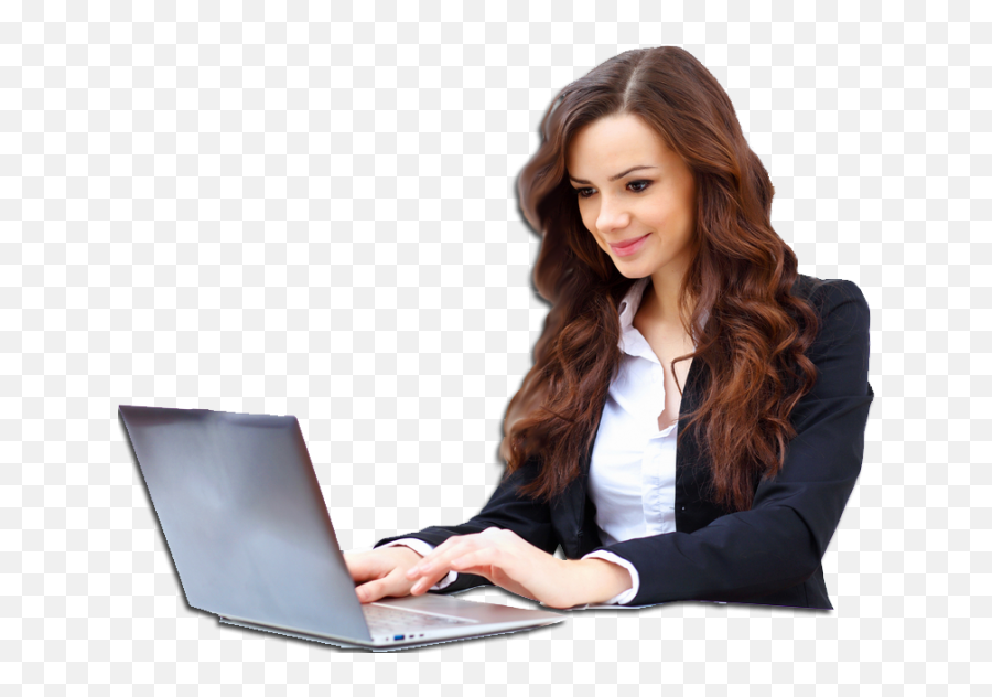 Office Girl Using Laptop Transparent Png Png Mart Emoji,Girl With Laptop Emoji