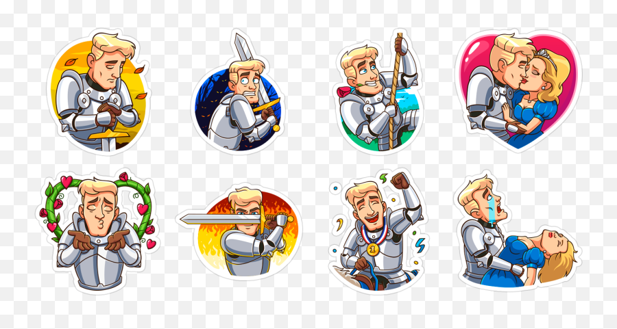 Romantic Knight Telegram Stickers U2014 2017 On Behance - For Adult Emoji,Knight In Shining Armor Emoji