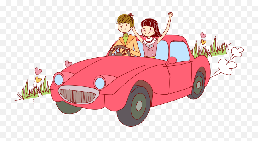 Driving Clipart Pink Car Driving Pink - Jalan Jalan Di Mobil Kartun Emoji,Car Driving Emoji