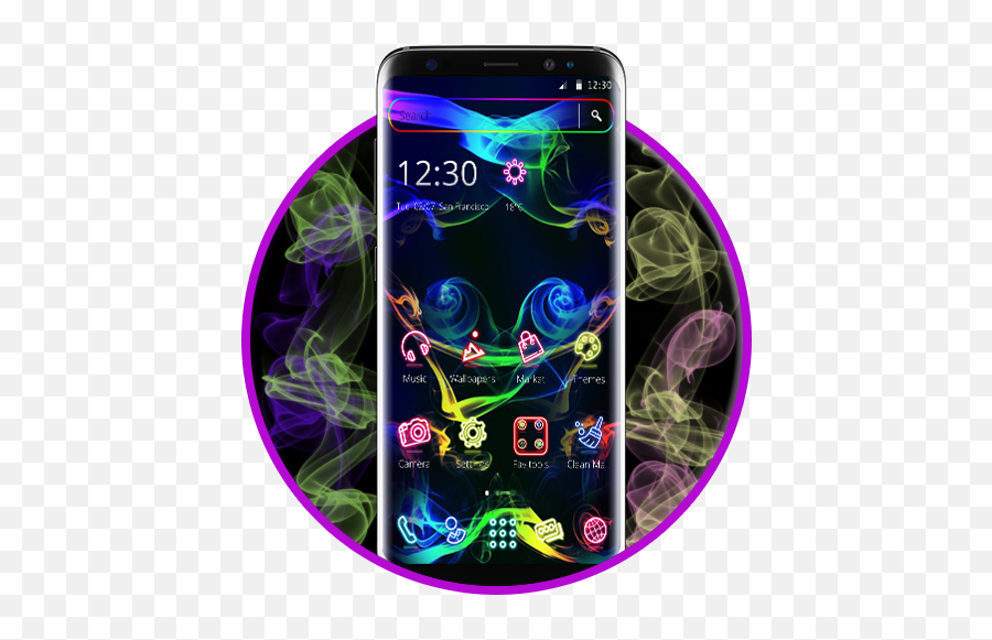 Neon Colorful Smoke 2d Theme - Camera Phone Emoji,Emojis Carrer