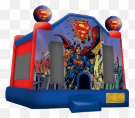 Inflatable Water Slides New York Clownscom - Superman Bounce House Emoji,Super Heroes Con Emojis