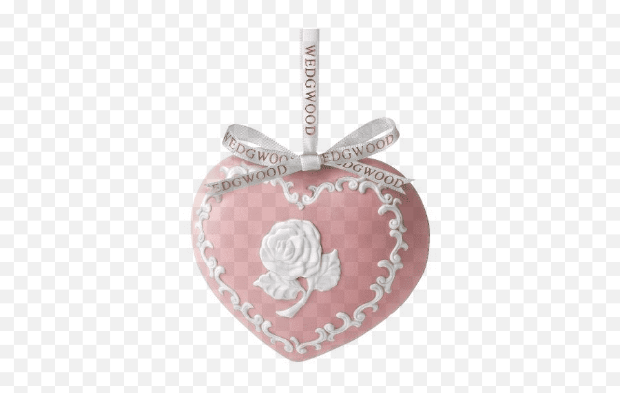 Wedgwood Pink Breast Cancer Heart With Rose Porcelain Christmas Ornament Emoji,Gold Glitter Love Heart Emoticon With Pink Bow