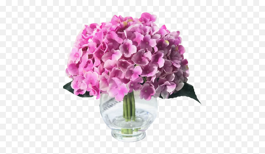 Silk Hydrangea Bush In Vase Purple Set Of 10 Emoji,Plant, Emotions, Plant On A Shelf