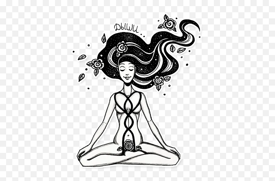 Telegram Sticker From Olya Balarama Art Pack Emoji,Meditating Woman Emoji