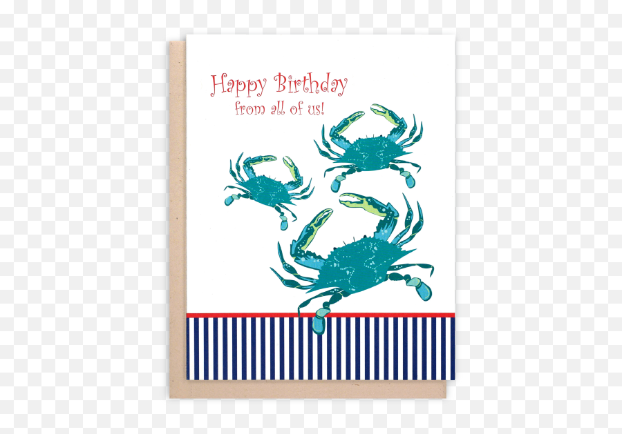 Blue Crab Birthday Card - Happy Birthday With Crab Emoji,Pinching Crab Emoticon