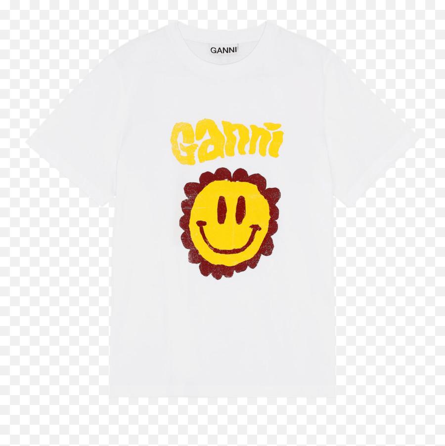 Ganni T2797 Basic Cotton Jersey T - Ganni Smile T Shirt Rainbow Emoji,Emoticon T Shirts
