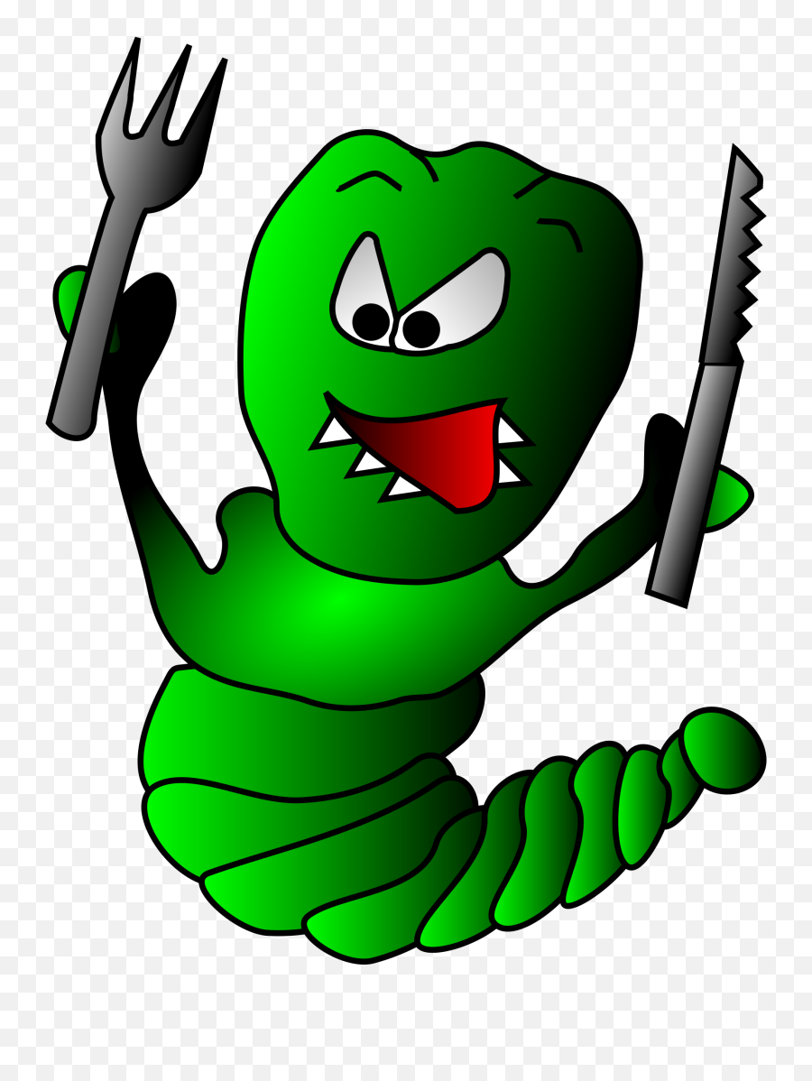 Caterpillar With Knife And Fork Clipart - Worms In Toddlers Symptoms Emoji,Caterpillar Emoji