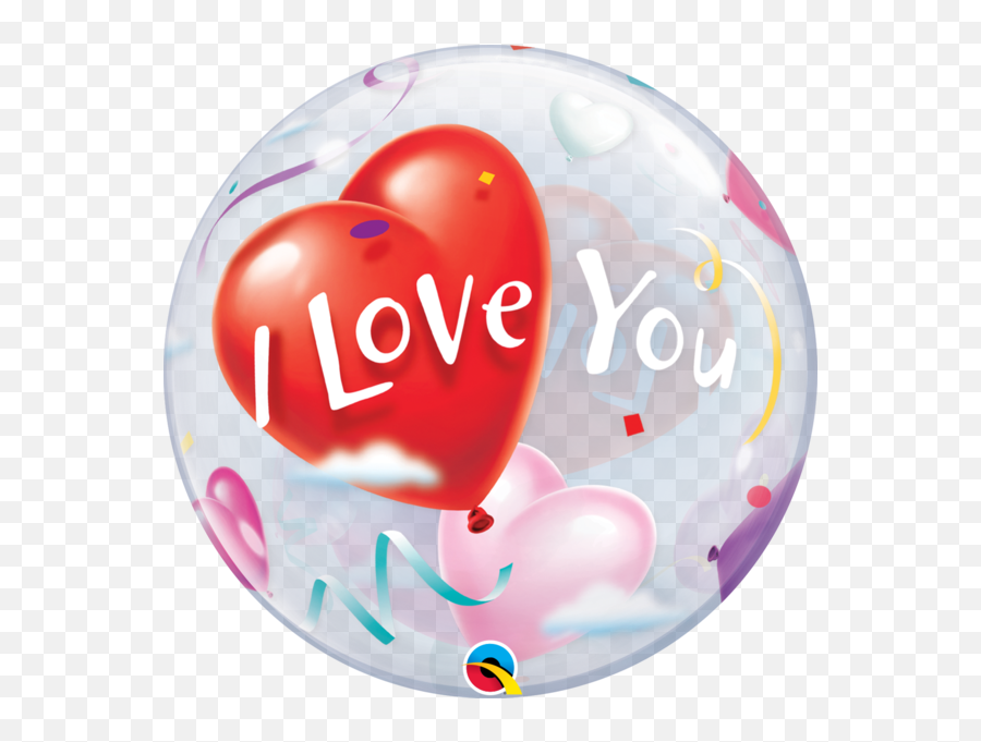 Valentines - Qualatex Bubble I Love You Emoji,Emoji Heart Balloons