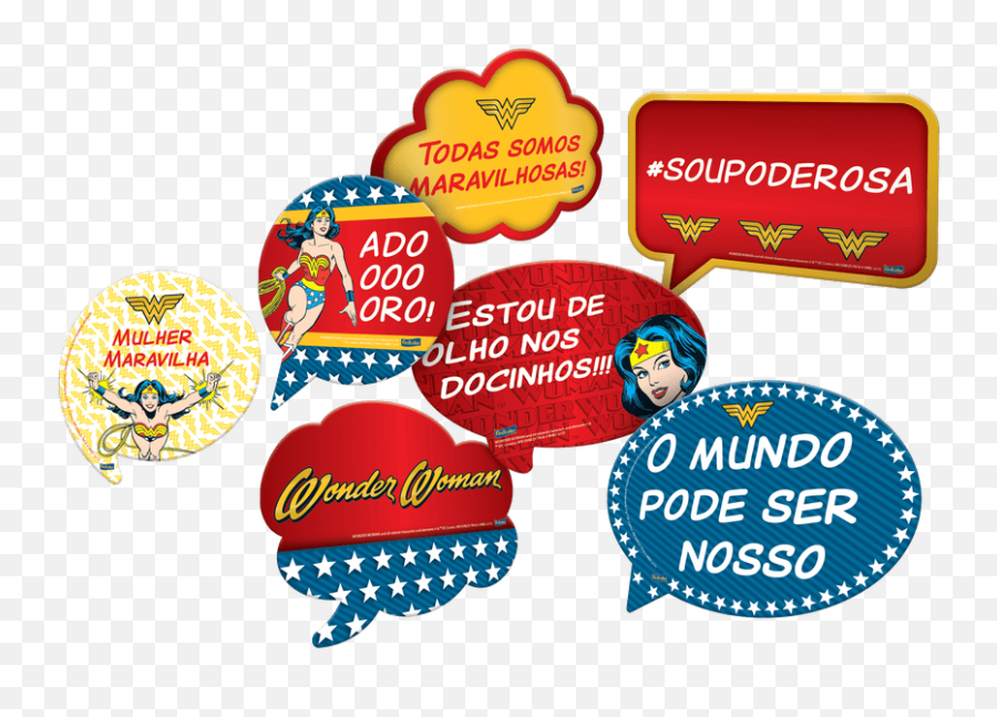 Kit Placas Mulher Maravilha 9x - Wonder Woman Emoji,Emoticons Para Plaquinhas Olho