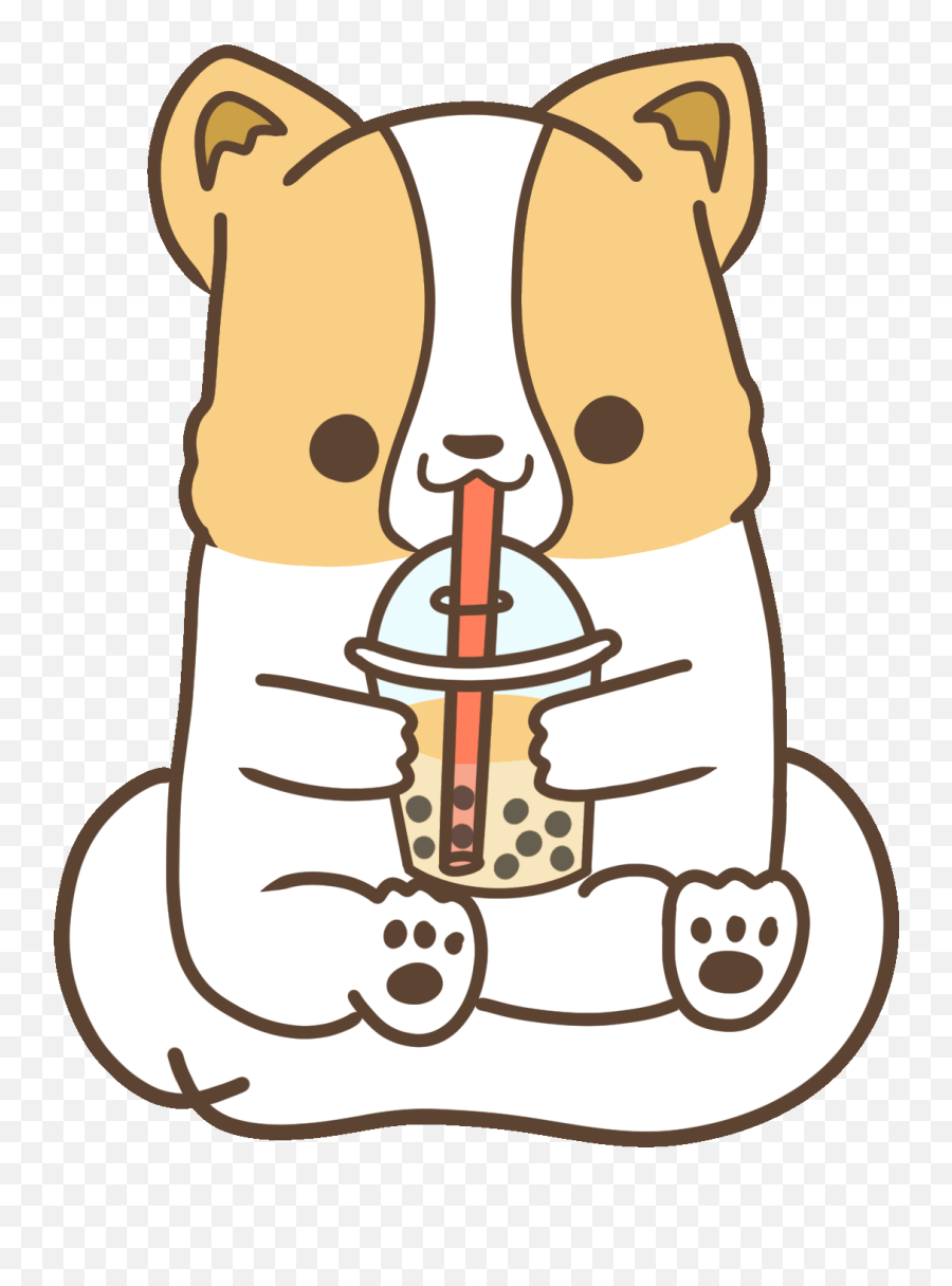Bubble Tea Dog Sticker By Corgiyolk For Ios Android Giphy - Cute Boba Tea Gif Emoji,Boba Emoji