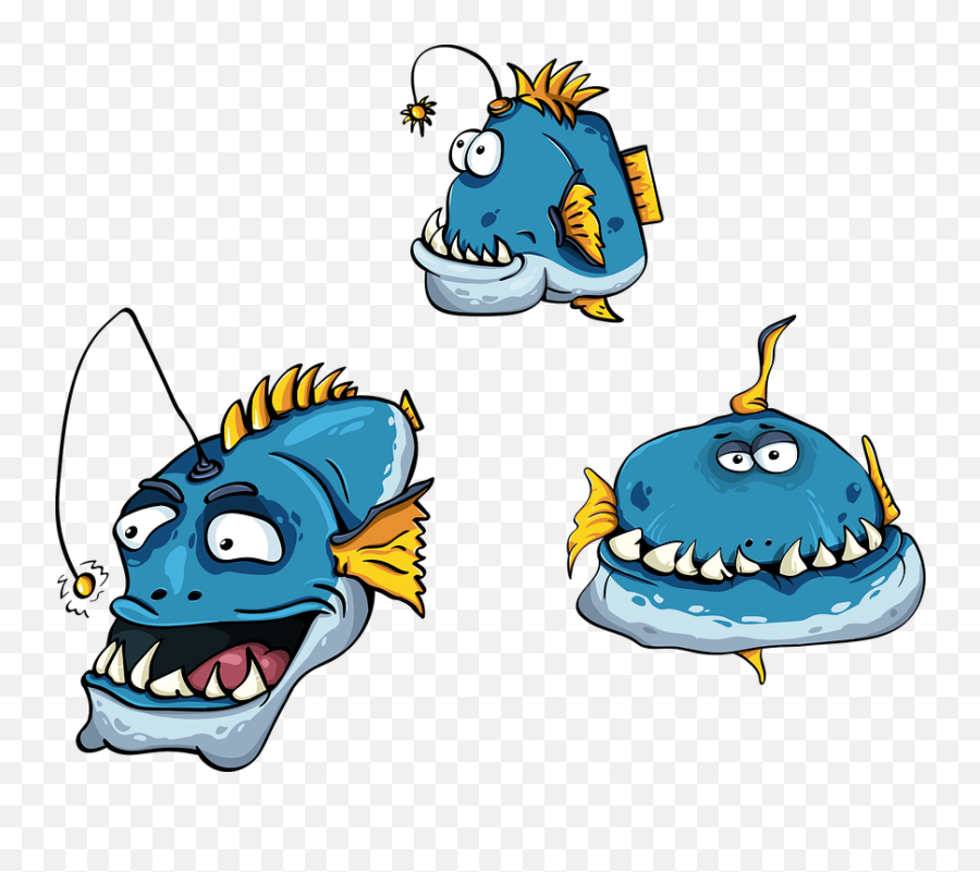 Sea An Angler Big Toothy Fish - Cartoon Emoji,Fish Emotions